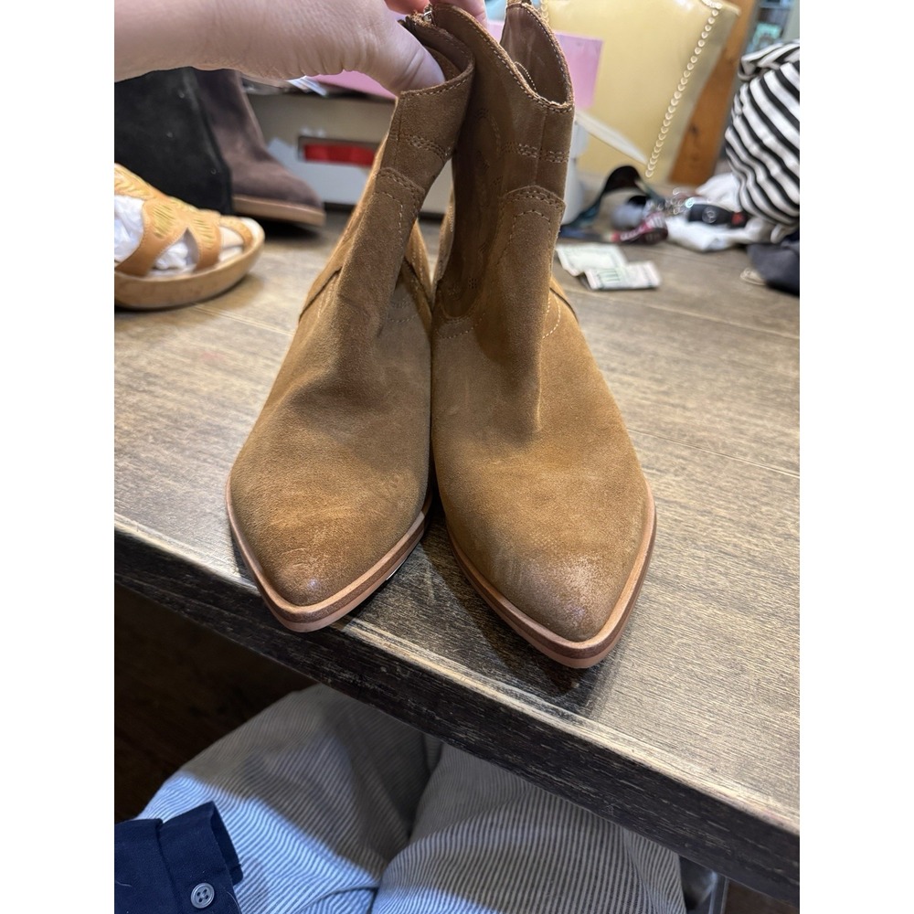 Dolce Vita Solow Western Booties Tan Suede Shoe Womens Size 8 Cowgirl NEW - Picture 5 of 9